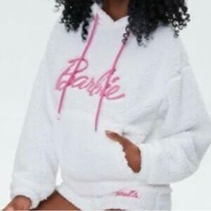 Barbie White Fleece Hoodie with Pink Accents